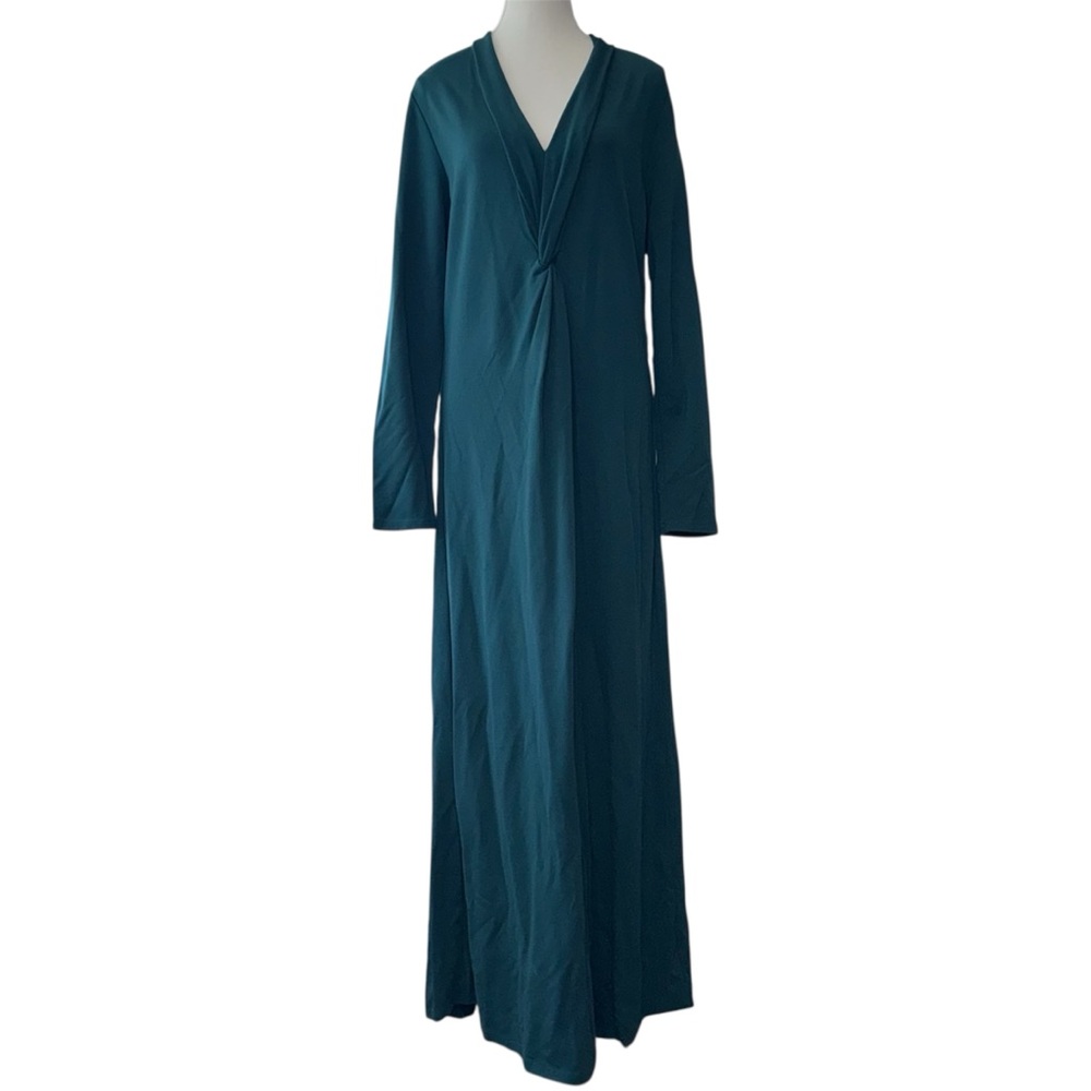 |NWT| SOFT SURROUNDINGS Long Sleeve Twist-Front Lagia Maxi Dress Atlantic Deep - Picture 2 of 11